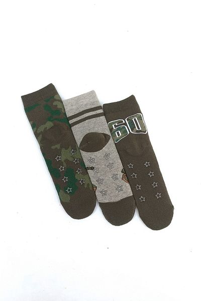 MEM SOCKS Комплект от 3 детски чорапи с камуфлажен потник, неплъзгащи се