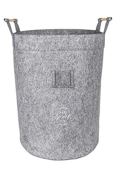 Smyak Ervashopping Coș cu mâner din lemn din pâslă Coș de rufe Coș de depozitare