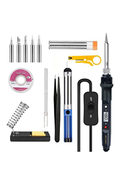 exeo Dijital Isı Ayarlı Havya Set Lehim Makinesi Seti 80w Taşıma Çantalı