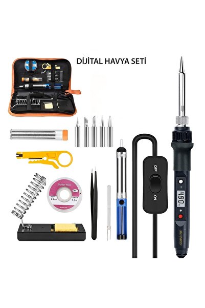 exeo Dijital Isı Ayarlı Havya Set Lehim Makinesi Seti 80w Taşıma Çantalı