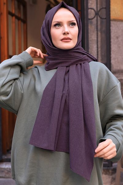 Stella Eşarp Stonewashed Organic Cotton Shawl Plum