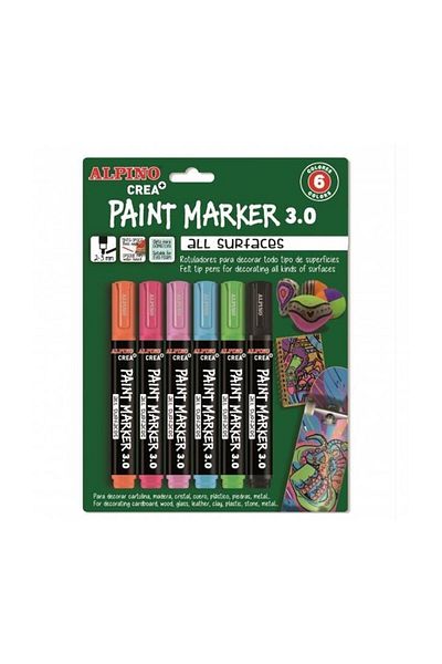 Alpıno Licensed Alpino Crea Paint Marker Paint Marker for All Surfaces 6 Special Colors