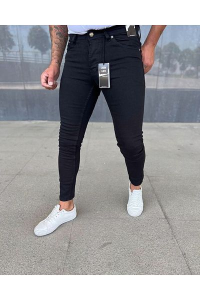 Oliggopol Ανδρικό Μαύρο Slim Fit Lycra Τζιν Παντελόνι Τζιν Καλούπι στον αστράγαλο