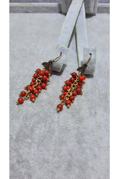 TMD AKSESUAR Mercan Doğal Taşlı Üzüm Antik Küpe