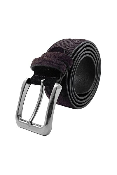 NAZEF Special Production Seamless Patterned Suede Leather Belt