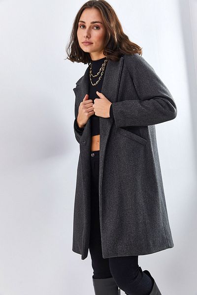 Bianco Lucci Einknopf-Taschenmantel für Damen