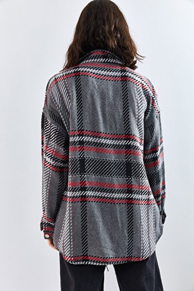 Bianco Lucci Women's Bellows Pocket Plaid Shirt 4594