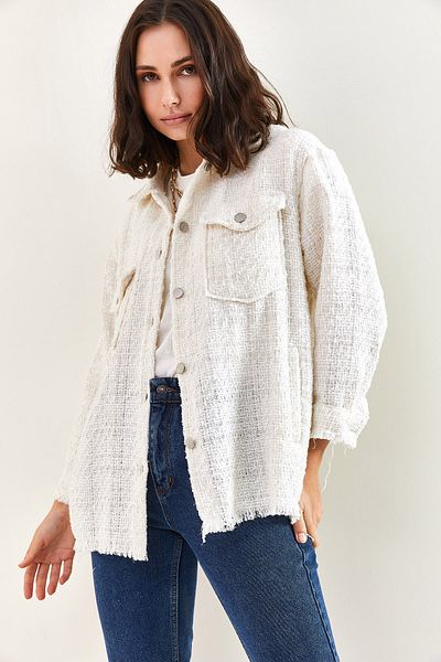 Bianco Lucci Women's Double Pocket Şanel Shirt 4637