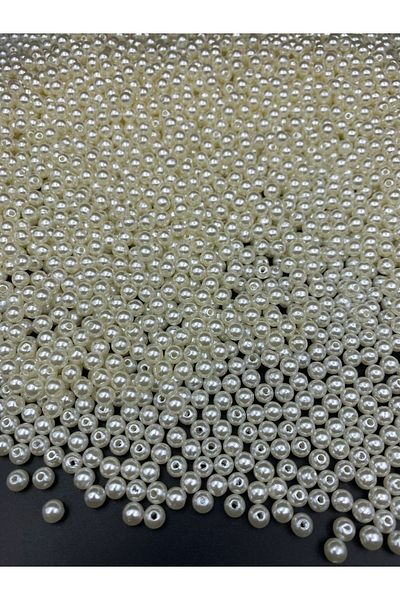 Hedef Bijuteri 50gr 6mm Cream Color Luxury / Luxury Coated Plastic Pearl Beads, Jewelry Making Beads (50gr,~490 Pieces)