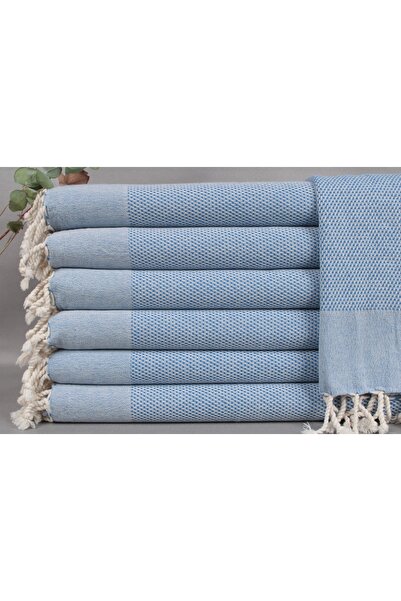 Kayra Export Saks Mavi Düğün Hediyesi Havlu, Yüz Havlusu, 60x110 Cm Pamuk Hav...