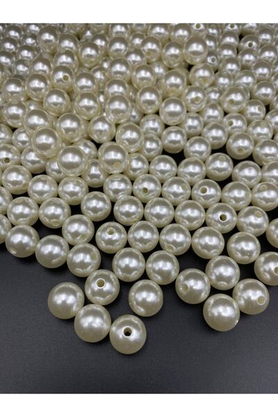 Hedef Bijuteri 100gr 14mm Krem Renk Lüks / Lüx Kaplama Plastik Inci Boncuk Ça...
