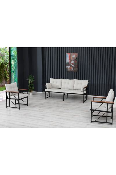 Kırlenta Liva 3 1 1 Krem Bahçe Mutfak Balkon Mobilyası Takımı