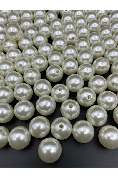 Hedef Bijuteri 100gr 20mm Krem Renk Lüks / Lüx Kaplama Plastik Inci Boncuk Ça...