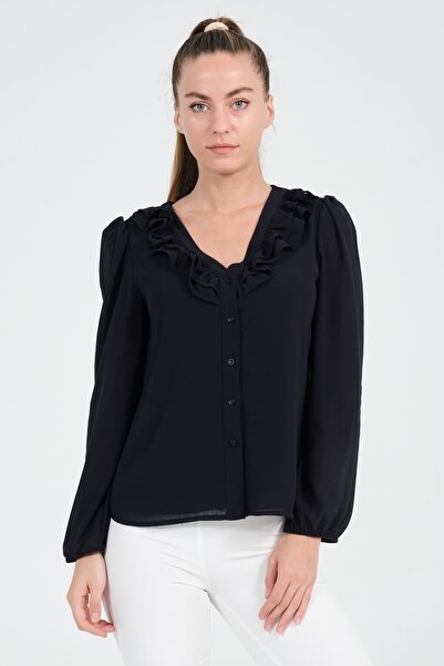 Shahiqa Yakası Fırfırlı Gömlek