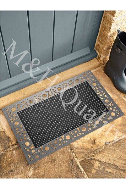 M&H Quality سجادة أمامية للباب موديل مربع باللون الرمادي