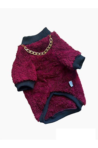 Barneystore Kedi Köpek Bordo Peluş Kolyeli Sweat