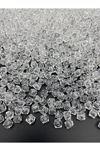 Boncuk Cub de culoare transparentă de 50gr, 8mm, model acrilic, bijuterii, mă...