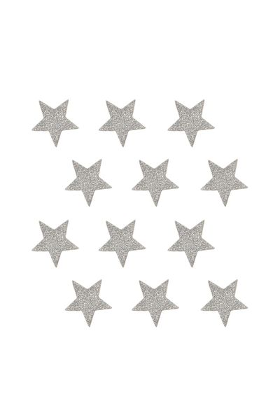 roco paper Αυτοκόλλητο Glitter Eva με μοτίβο ασημί αστεριών 4cm Συσκευασία των 12