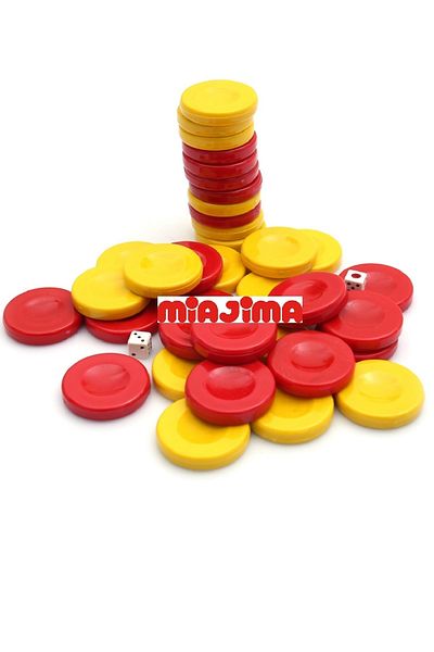 Miajima Backgammon Checker Yellow Red Large Size 3.5 Cm 5 Mm