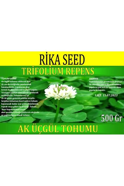 Rika Ak Üçgül Tohumu, 500 Gr, Bodur Yonca Tohumu, Süs Yoncası, Trifolium Repens
