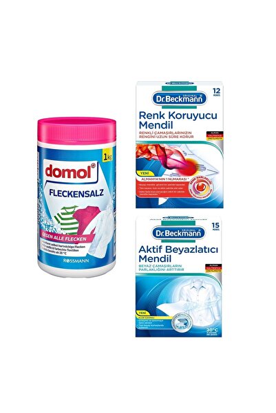 DOMOL Leke Çıkarıcı Deterjan Beyaz Ve Renkliler 1 Kg+renk Koruyucu 12'li+beya...
