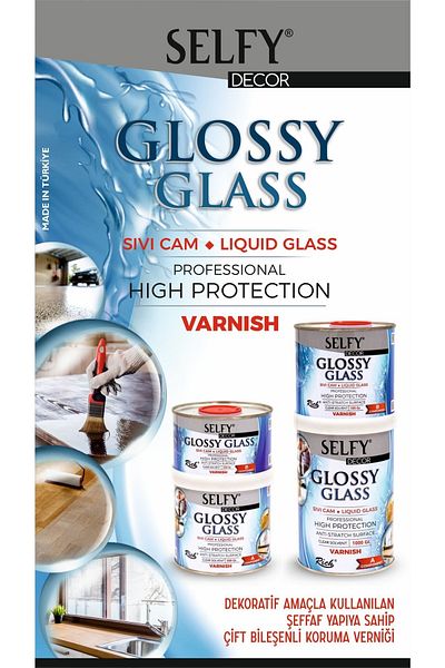 GLANCE Selfy Decor Glossy Glass 500 250gr gr Υγρό Γυαλί, Μπάνιο, Κουζίνα, Πάγκος, Βερνίκι