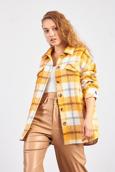 Ortaya Çık Yellow Pocket Cashmere Jacket