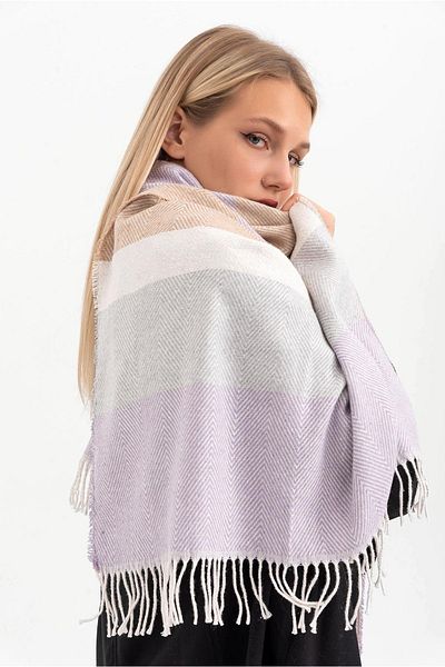 Saria Moda Soft Textured Herringbone Pattern Lilac-beige Shoulder Shawl