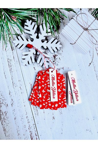 t tuğset etiket Новогодишна картичка Етикет "Честита Нова Година" Kraft (ПЕРФОРИРАН) 8x5 см 20 бр.