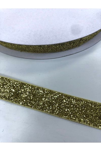 Hobigram Χρυσό Χρώμα Glitter Velvet Κορδέλα 2 εκ. Η τιμή είναι για 1 μέτρο – Κορδέλα, Κομψό Σχέδιο, Γυναικείο Αξεσουάρ