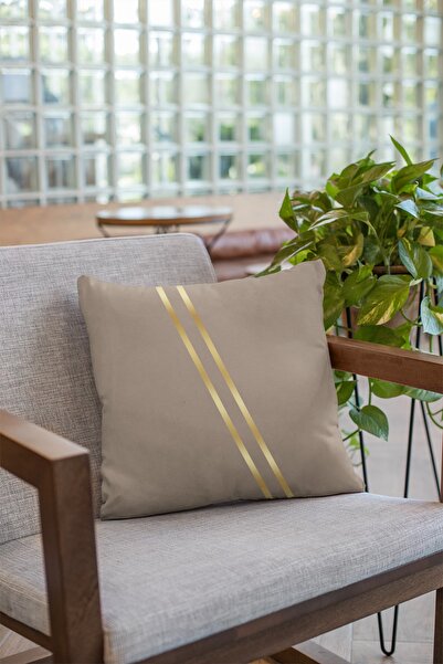 Viva Home Bej Dekoratif Premium Kumaş Çift Taraflı Kırlent Yastık Kılıfı Gizli Fermuar 43x43cm Krl1006