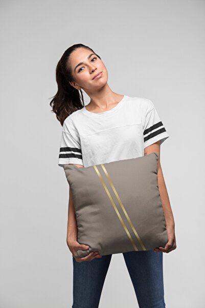 Viva Home Bej Dekoratif Premium Kumaş Çift Taraflı Kırlent Yastık Kılıfı Gizli Fermuar 43x43cm Krl1006