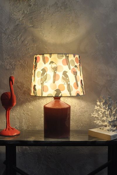 Qdec Ceramic Cube Vase Lampshade Brown Red - Bird
