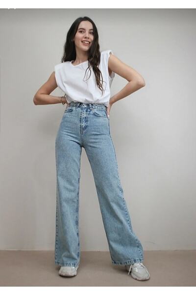 LİMABEL Сон Відкритий блакитний сніг Мийний сарафан Palazzo Wideleg Jean Power Likra Жінка Висока талія