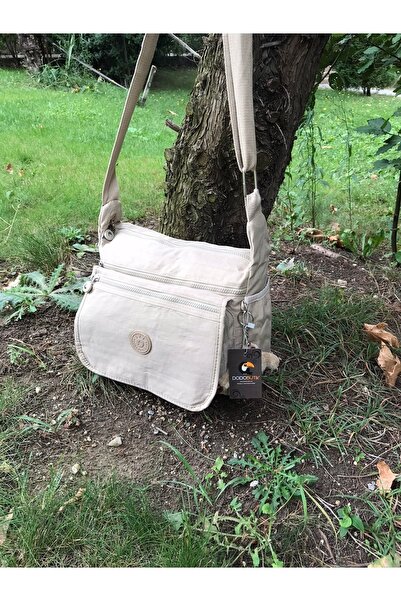 Women's Cream Waterproof Shoulder Bag with Lid