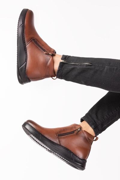 depderi Pánské boty z pravé kůže, na zip, s kožíškem uvnitř, prošívané