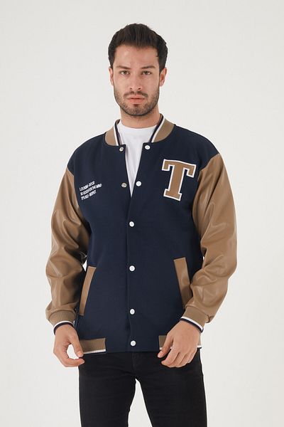 Sporting Men's Navy Blue Mink Relaxed Cut College Coat