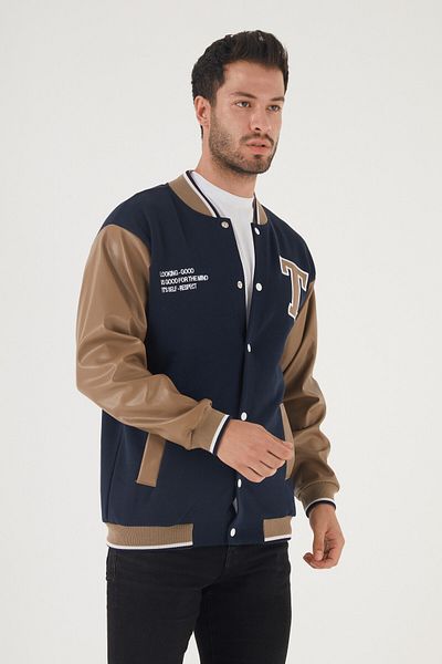Sporting Men's Navy Blue Mink Relaxed Cut College Coat
