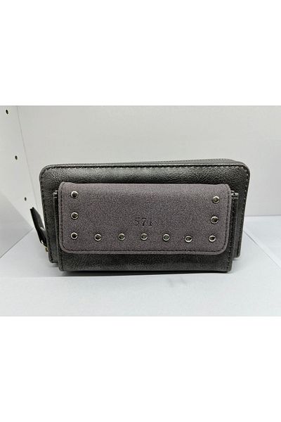 Elif Wallet with Zipper and Phone Holder Metallic Gray Color605349