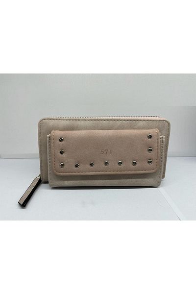 Elif Zippered Wallet with Phone Holder Cream Color605347