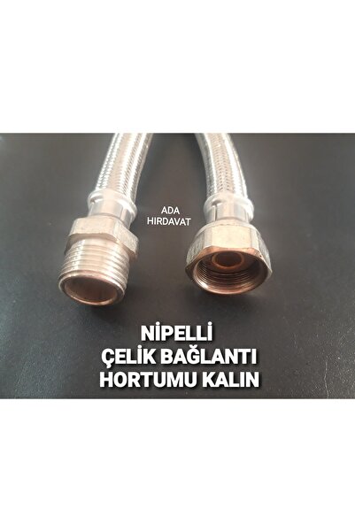 ADA HIRDAVAT Nipelli Flex Çelik Bağlantı Hortumu Kalın - 1/2*1/2 - 30cm / 1 Adet