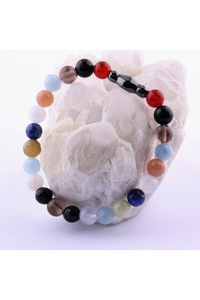 ALAVAN Libra Natural Stone Bracelet, Hematite - Agate - Obsidian - Smoky Quartz - Aquamarine