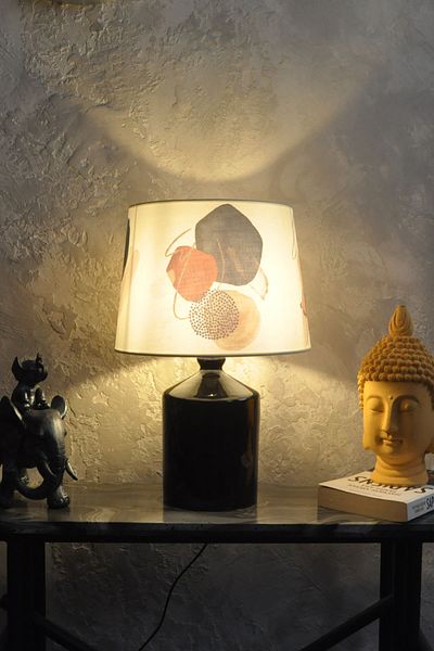 Qdec Black Ceramic Cube Vase - Lampshade, Abstract Design