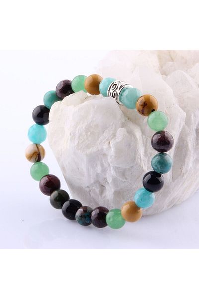 ALAVAN Virgo Natural Stone Bracelet, Amazonite - Jasper - Aventurine - Garnet - Eye Agate - Chrysocolla