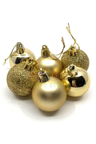 Huzur Party Store Γυαλιστερό ασημί ματ χρυσό χρώμα Cici μπάλα 4 εκ. Πακέτο 6 Πρωτοχρονιάτικο Στολίδι Πεύκο Κορδόνι Χρυσό Κίτρινο