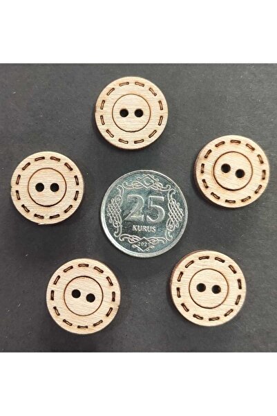 Elitt Orjinal Ahşap Bebek Yelek Düğmesi-5 Adet