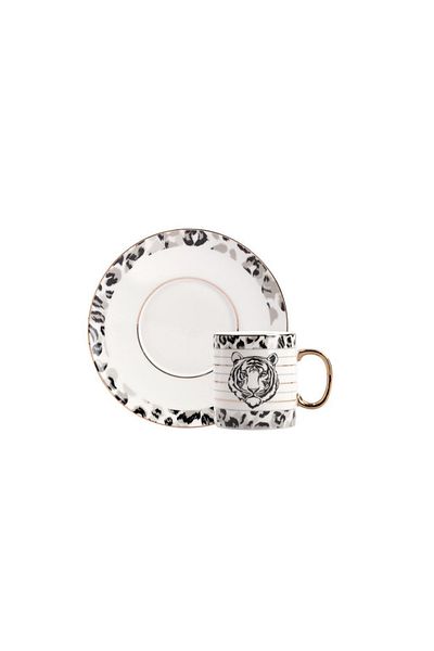 ACAR Medusa 2-Piece Porcelain Zebra Patterned Coffee Cup Set