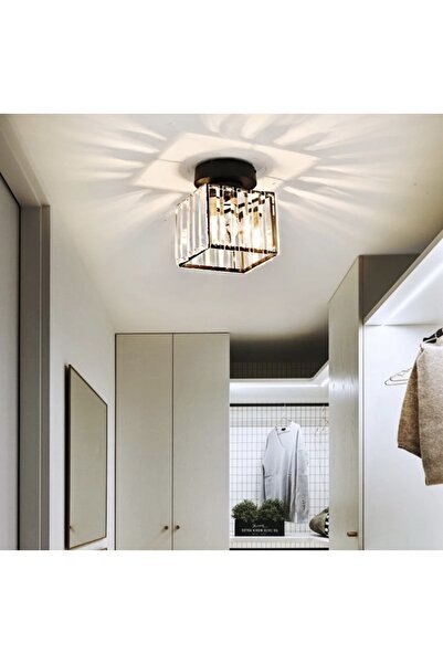 Fico Home Modern Luxury Plafonyer Tavan Kristal Taşlı Avize Kare Hol Antre Av...