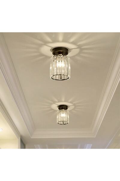 Fico Home Modern Kristal Taşlı Avize Plafonyer Tavan Avize 2 Adet Set Fiyat Siyah