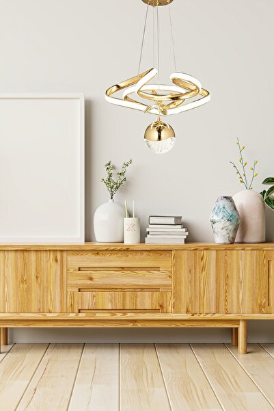 Fico Home Modern Tekli Sarkıt Power Led Avize Concept Ürün Gold Sarı Ledli Avize